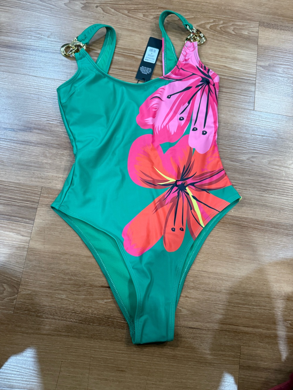 Fashion Nova Pink and Green Floral One-Piece